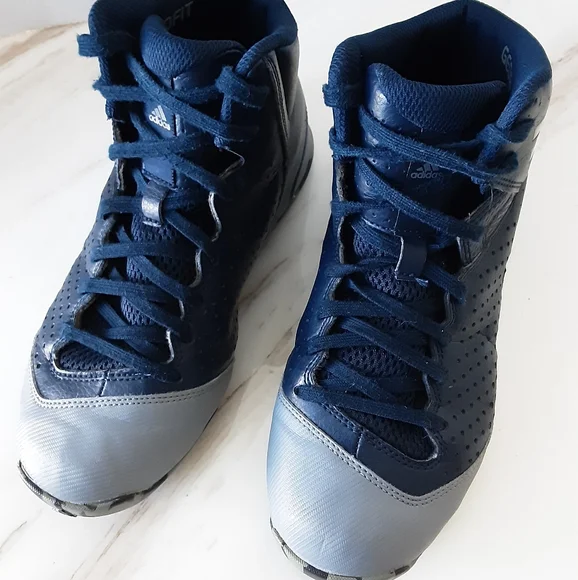 ADIDAS GEOFIT BLUE GRAY HI-TOP BASKETBALL SNEAKERS SZ 6
